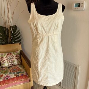 OLD NAVY Cream Embroidered Cotton Lined Sleeveless Fitted Dress! Beautiful! Sz 8